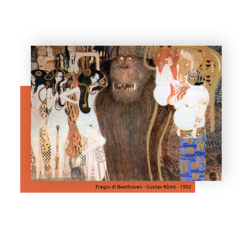 Fregio di Beethoven di Gustav Klimt, con figure allegoriche e decorazioni dorate